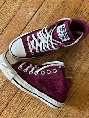 Converse High Top Sneakers - Magenta with White